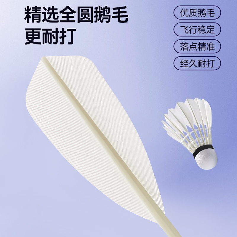 川崎羽毛球12只装耐打王正品鹅毛不易烂室内外娱乐训练用球疾氢09 - 图0