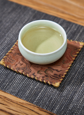 布小匠古法香云纱手工禅意杯垫