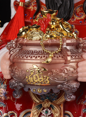 汉白玉财神爷摆件家用办公室文财神爷佛像招财供奉神像店铺开业