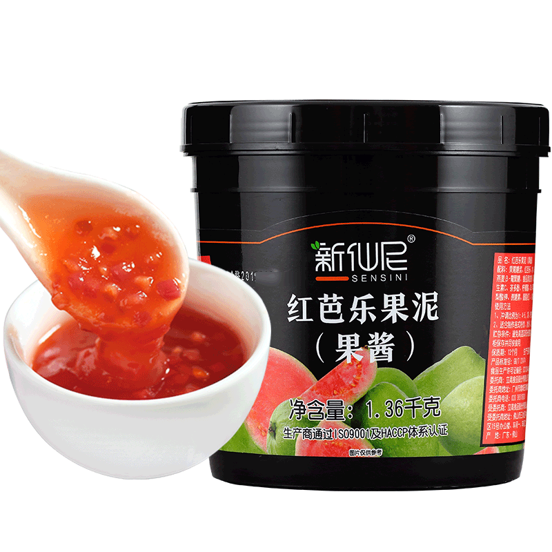 新仙尼红芭乐果泥1.36kg含果肉果酱芒果沙冰刨冰甜品奶茶饮品原料-图3