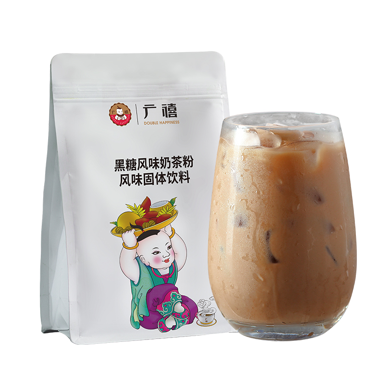 广禧黑糖风味奶茶粉1kg 速溶珍珠奶茶粉冲饮袋装奶茶店专用原料 - 图3