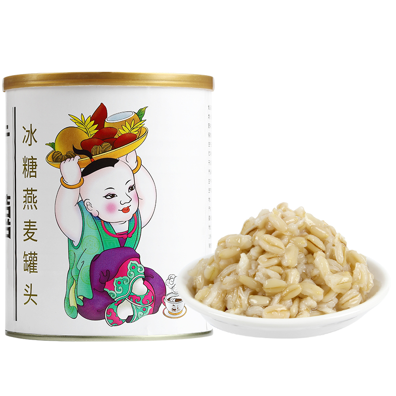 广禧冰糖燕麦罐头900g*2罐 量贩即食早餐麦片青稞红豆奶茶店原料 - 图3