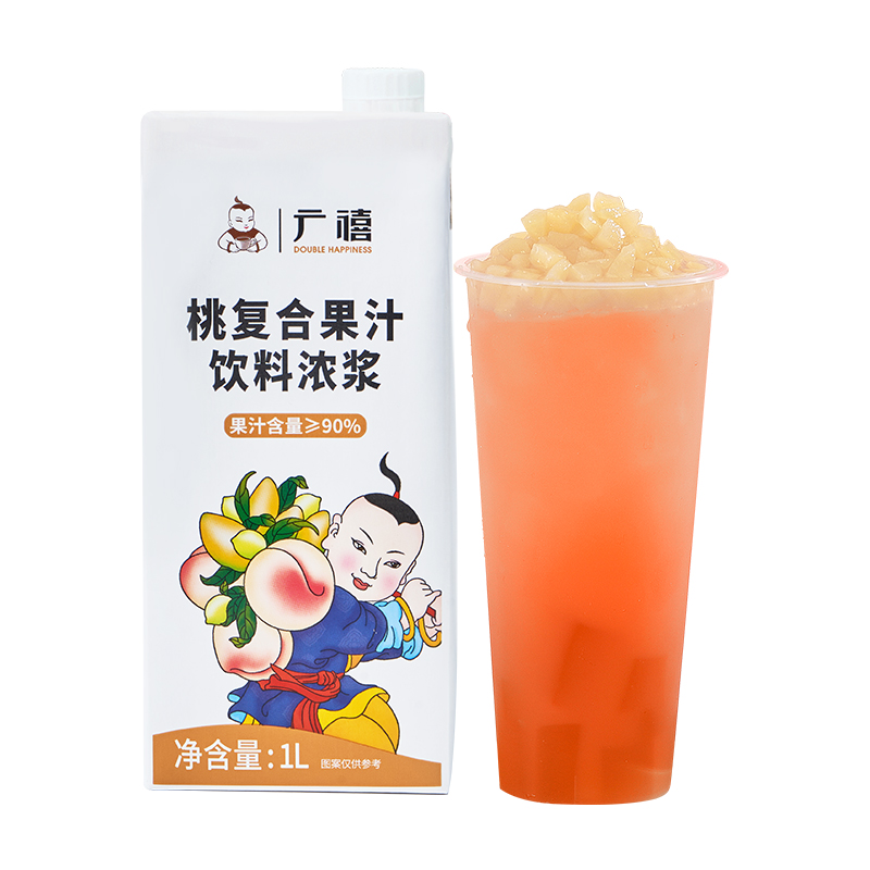 广禧水蜜桃汁粉桃汁1L白桃饮料浓浆浓缩果汁水果茶珍珠奶茶店原料 - 图3