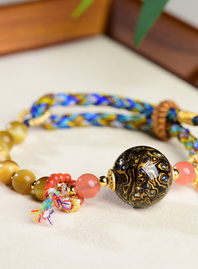 新中式大漆珠锁骨链手链复古国潮轻奢百搭配饰背云流苏汉服