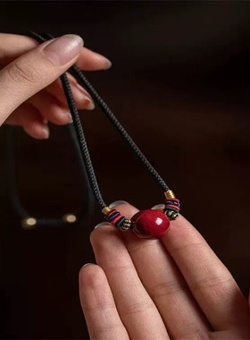 天然朱砂锁骨链转运珠项链高含量紫金砂吊坠项链挂件饰男女礼物