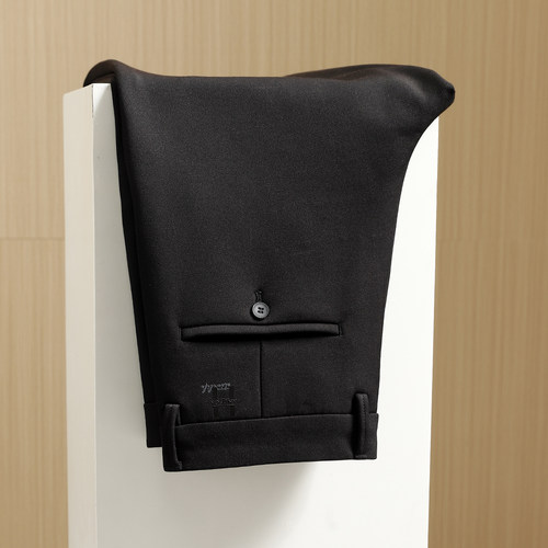 海e柜男装 六维弹力！顺滑易打理保暖抗皱商务黑色休闲裤秋冬厚款 - 图0