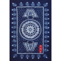 Yunnan ethnic wind white ethnic pure handmade flower pure cotton dabbed cloth tea table cloth tea table bar wall-hanging decoration butterfly