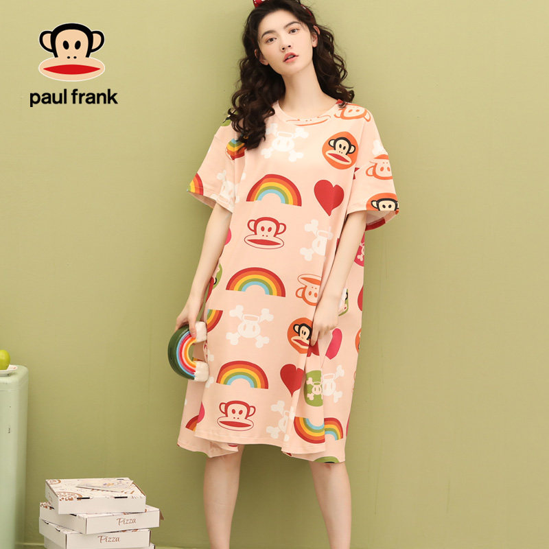大嘴猴睡裙子女夏季纯棉短袖中裙 希芙诗睡裙