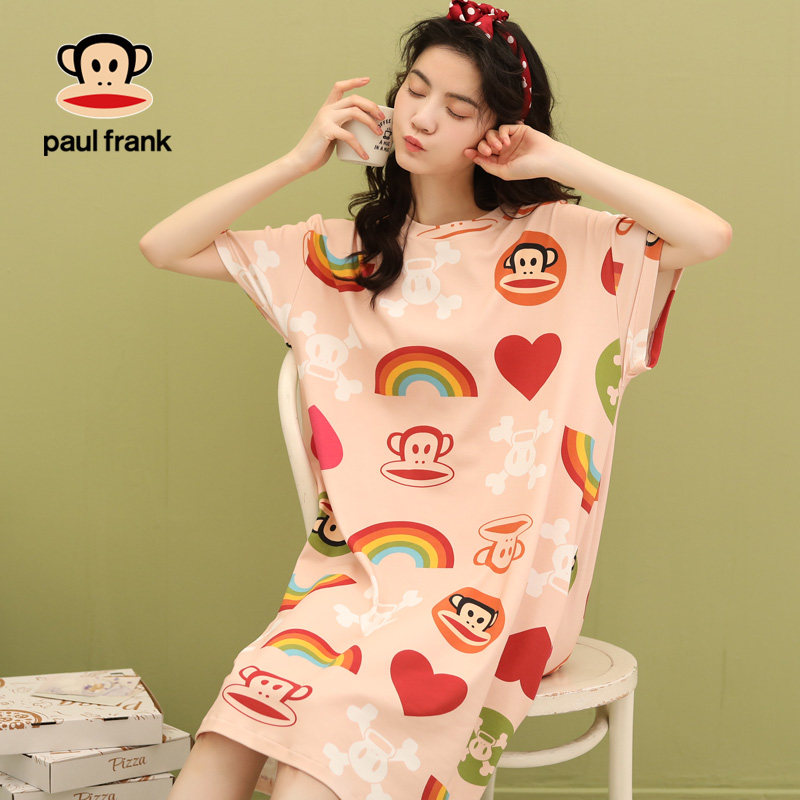 大嘴猴睡裙子女夏季纯棉短袖中裙 希芙诗睡裙