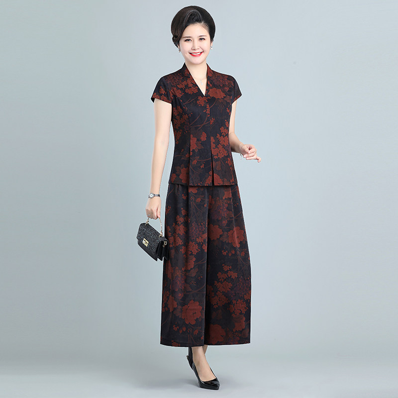 母亲节洋气妈妈夏装两件套装阔腿裤 凯姿莎中老年女装