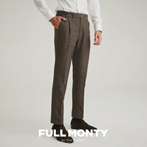 (Imported Fabric) Coffee Color Wide Dark Striped Silk Western Pants Men Business Positive Dress Wool West Suit Pants