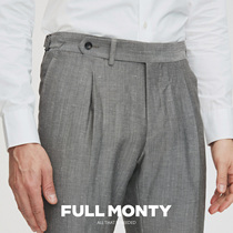 FULL MONTY GREY Paris buckle Western pants for mens business positive dress casual wool long pants to suit suit pants