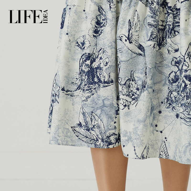 【品牌女装】莱芙艾迪儿秋季水墨印花半身裙女高级小众设计感短裙 - 图3