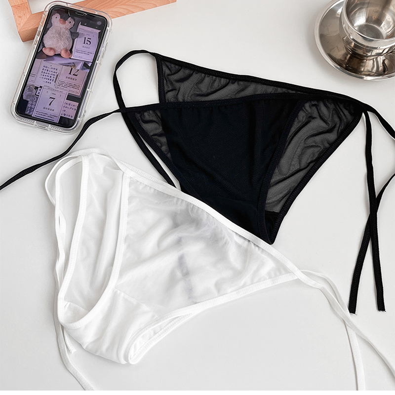 樱木凛~日系少女纯欲系带黑色性感女士内裤性感网纱绑带三角短裤,淘宝优惠券,粉丝福利购,淘宝优惠卷