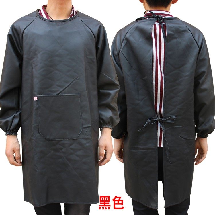 防水防油耐酸碱PU皮革女版长袖成人罩衣工作服男女厨房围裙反穿衣,淘宝优惠券,粉丝福利购,淘宝优惠卷