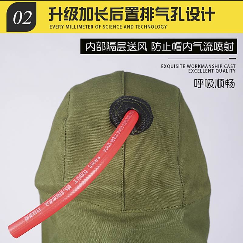 佳护防尘面罩喷漆服防护面罩披肩帽喷砂帽打砂帽防尘帽内置安全帽 - 图2
