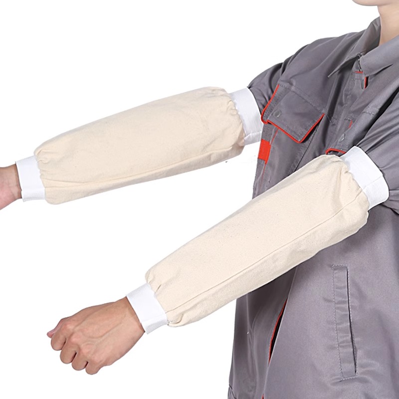 白色加厚纯棉帆布套袖隔热防烫防污家用焊工套袖电焊护袖劳保袖套 - 图3