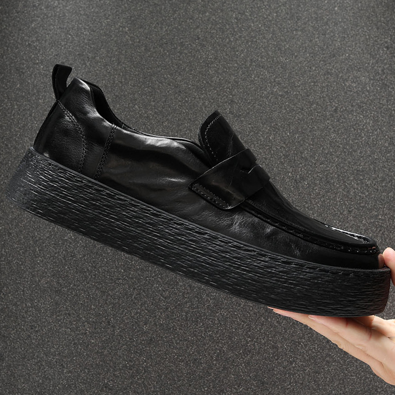 VIFIRFAR休闲皮鞋男款2025新款牛皮一脚蹬厚底真皮男鞋宽头乐福鞋,淘宝优惠券,粉丝福利购,淘宝优惠卷