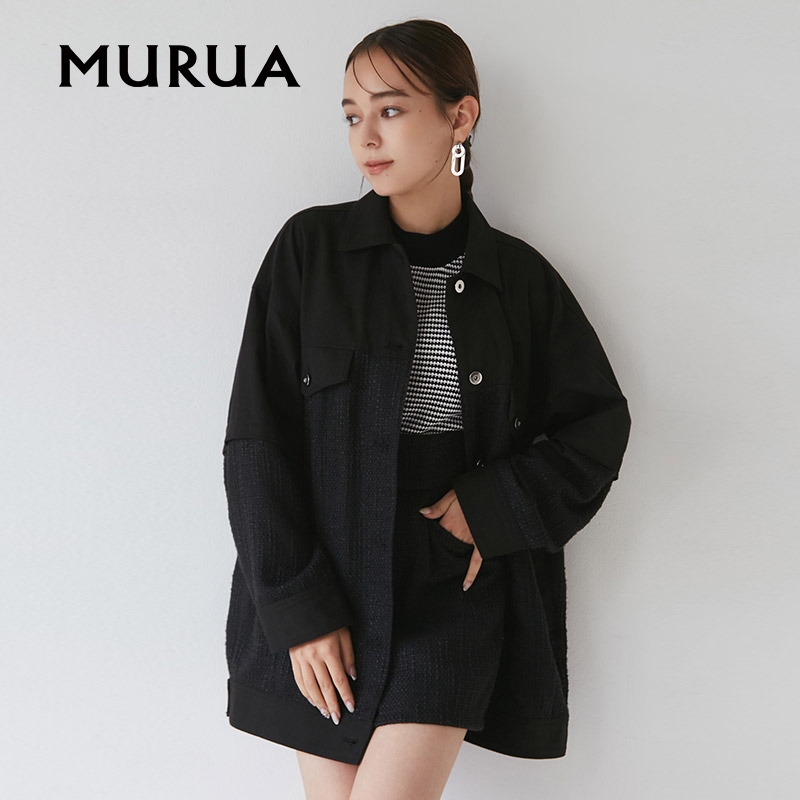 MURUA日系新款时尚纯色粗花呢高腰百搭高级休闲短裤女 - 图2