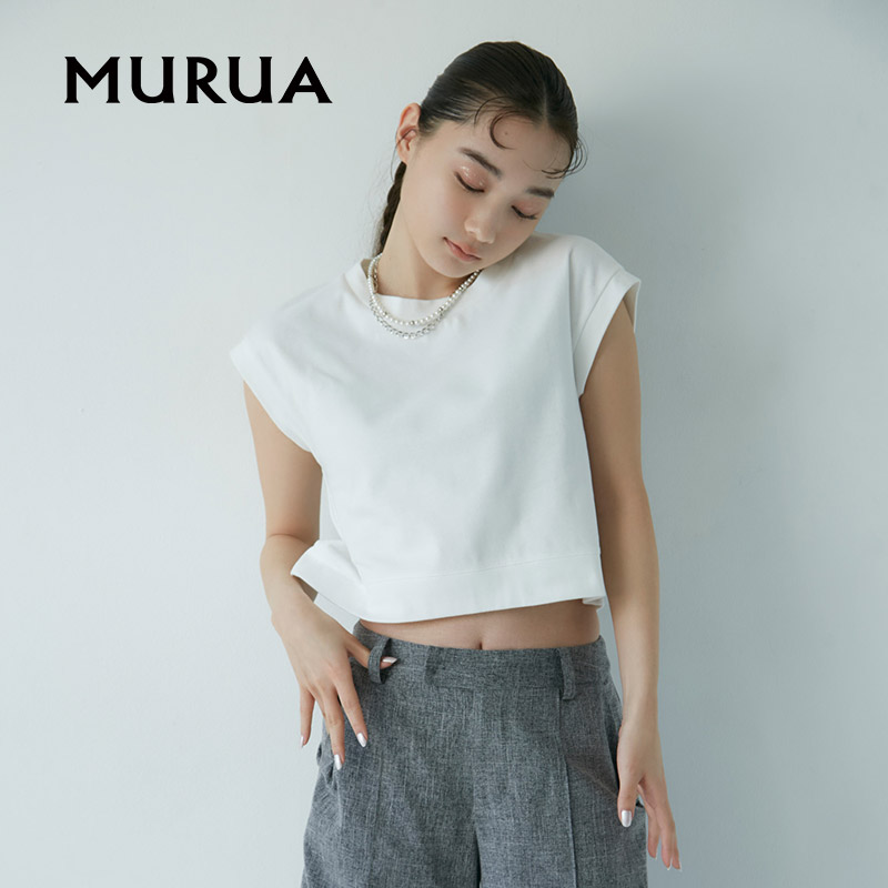 MURUA日系2024夏季新款甜美法式短款上衣紫色别致显瘦T恤女 - 图2