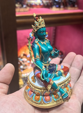 绿度母/绿度姆/度母/度姆/度母菩萨/10cm彩绘佛像梵天供奉摆件