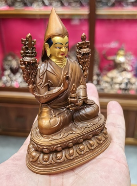 宗喀巴/持寿瓶宗喀巴大师/法王/萨巴/洛桑扎巴/10cm红铜佛像