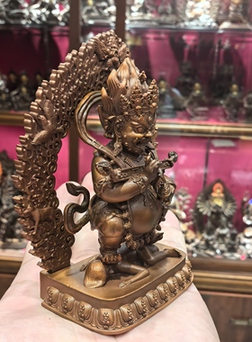 玛哈嘎拉/宝帐怙主/大黑天/红棒玛哈嘎拉/11cm红铜佛像藏传摆件