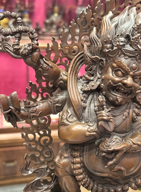 玛哈嘎拉/大黑天/六臂大黑天/28cm红铜佛像梵天藏传佛堂摆件