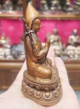 宗喀巴/甘丹赤巴/萨巴/萨巴扎巴/洛桑扎巴/10cm红铜佛像藏传摆件