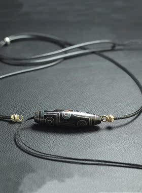 皮绳项链吊坠绳天珠横穿挂绳男女款挂脖手工编织蜜蜡文玩锁骨链绳