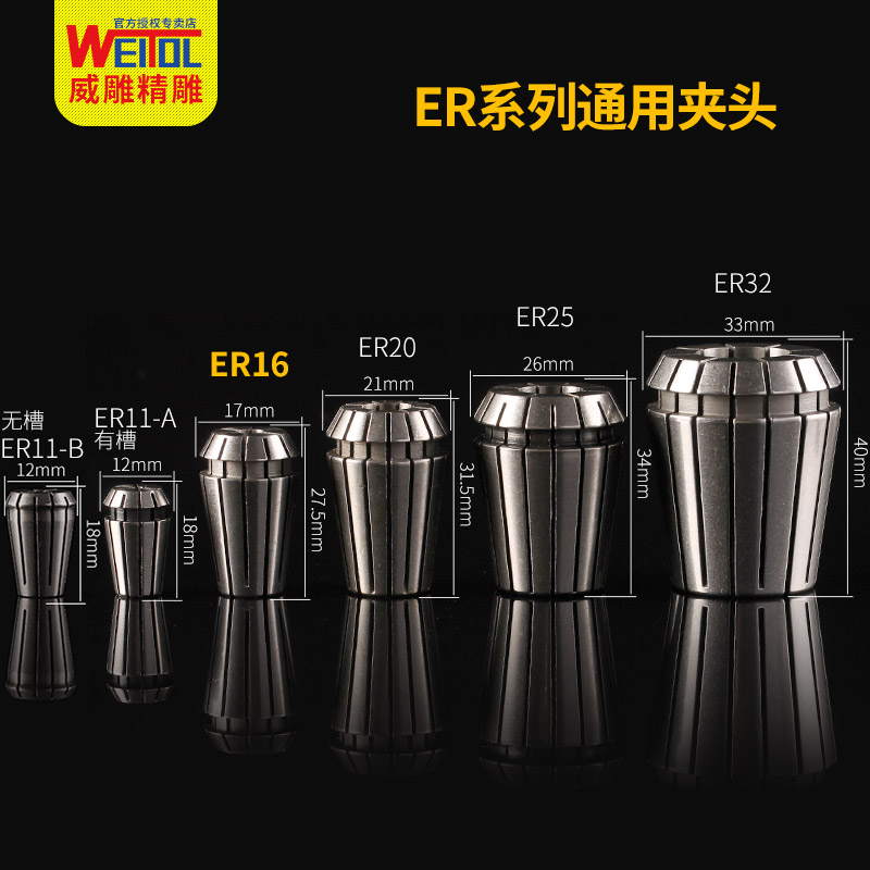 威特精度锰钢ER16夹头夹持范围1-10mm弹簧夹头数控雕刻机筒夹夹具 - 图1