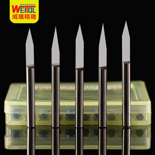 威特精磨3.175毫米平底尖刀浮雕锥度尖刀数控电脑雕刻机刀具盒装 - 图1