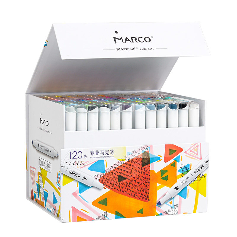 MARCO马可马克笔套装双头油性30色动漫建筑服装设计60色120色手绘设计学生麦克笔彩色海报笔