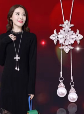 女秋冬季时尚高级感大气吊坠毛衣链长款个性百搭项链衣服配饰挂件