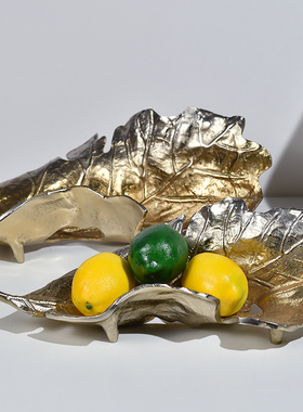 铝制枯树叶状花器摆果盘烛台装饰