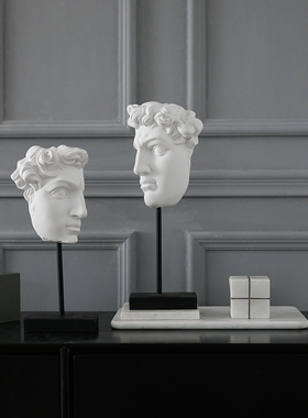 轻奢风白色大卫人脸样板酒店摆件