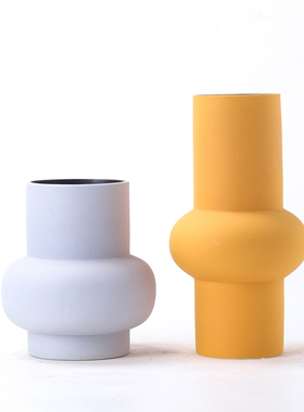 新中式高级灰白灯笼形陶瓷花瓶