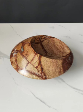 天然大理石鸟巢收纳碗碟摆件果盘