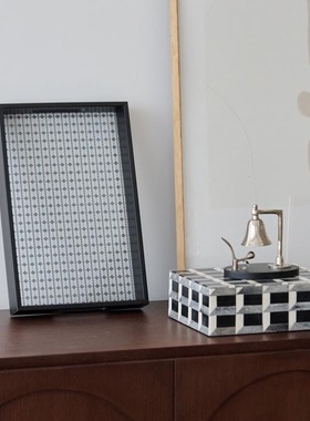 简约轻奢黑色长方形托盘摆件装饰