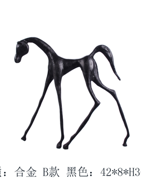 现代简约抽象风样板售楼处马雕塑