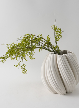 简约3D打印白色麻点陶瓷花瓶摆件