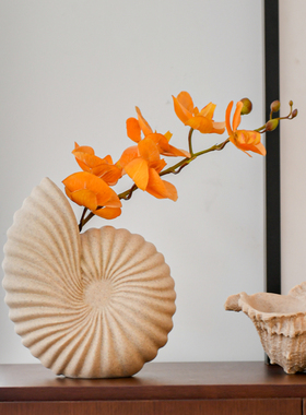 复古仿真海螺贝壳花器珊瑚摆件