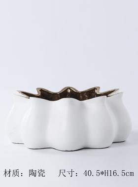 轻奢风银色波浪纹几何陶瓷花器