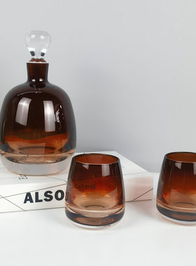 高档琥珀色透明水晶玻璃酒具套装