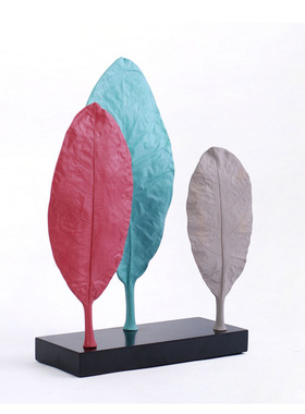 北欧风树叶羽毛果盘家具卖场烛台