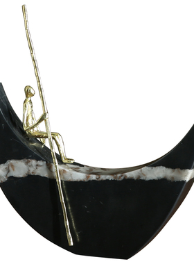 轻奢风大理石划船人物酒柜装饰品