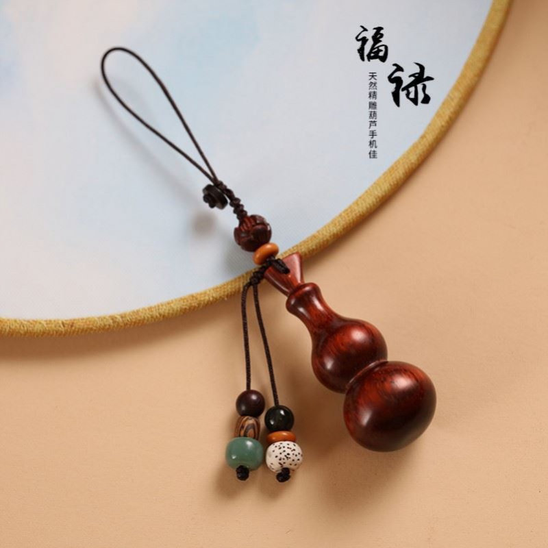 中国风紫檀小葫芦手机挂件复古黑檀木手机壳挂绳吊坠U盘饰品挂链,淘宝优惠券,粉丝福利购,淘宝优惠卷