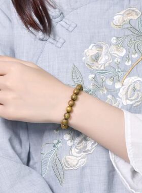 绿檀手串女男108颗佛珠莲花多圈