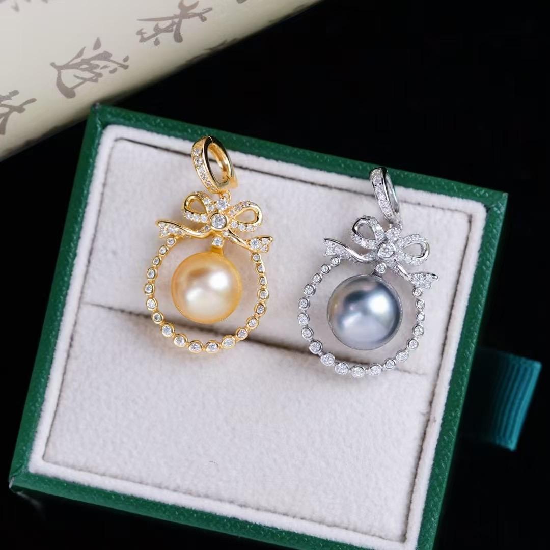 DIY配件 S925纯银灵动可打开吊坠空托 珍珠项链挂坠头9-11mm圆滴 - 图1