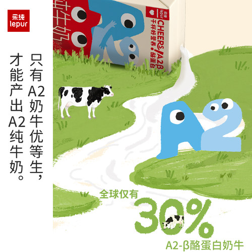 乐纯A2β-酪蛋白零脂纯牛奶儿童奶高钙3.8蛋白整箱牛奶125ml*16盒 - 图1